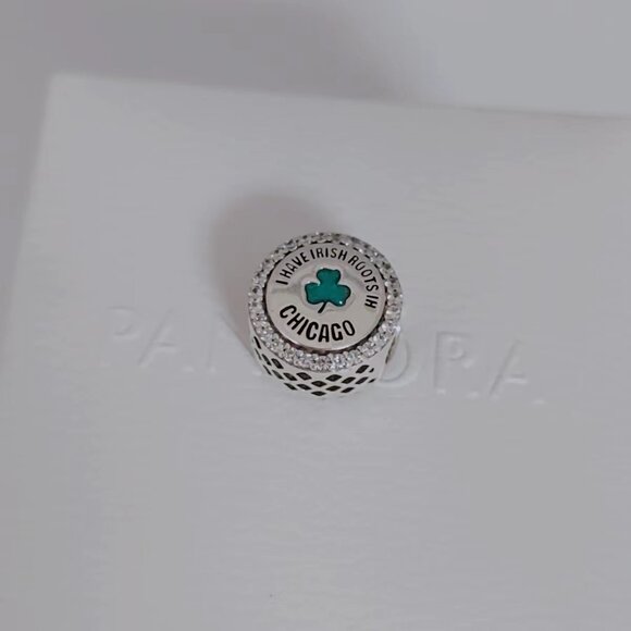 Pandora Chicago I Have Irish Roots Ih four-leaf Clover Exclusive Bead Charm S925 - Picture 3 of 8